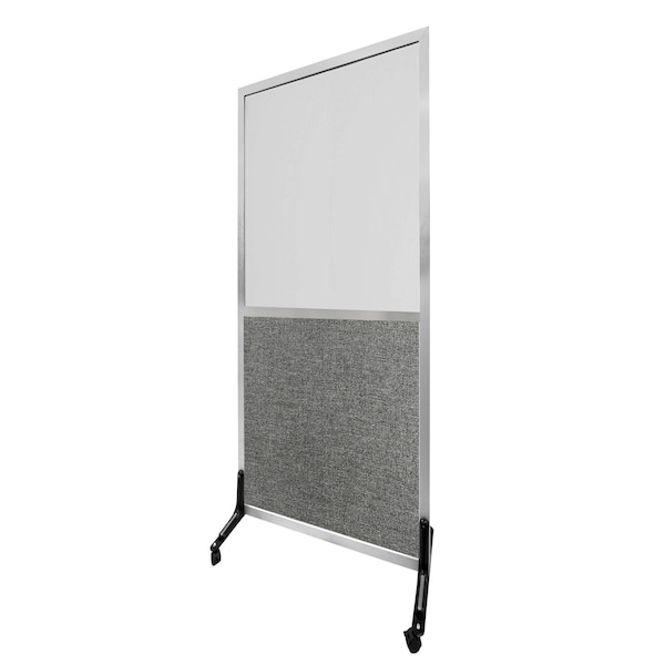 Freestanding Half Glass/Half Fabric Dividers 72"x36" Grey Mix
